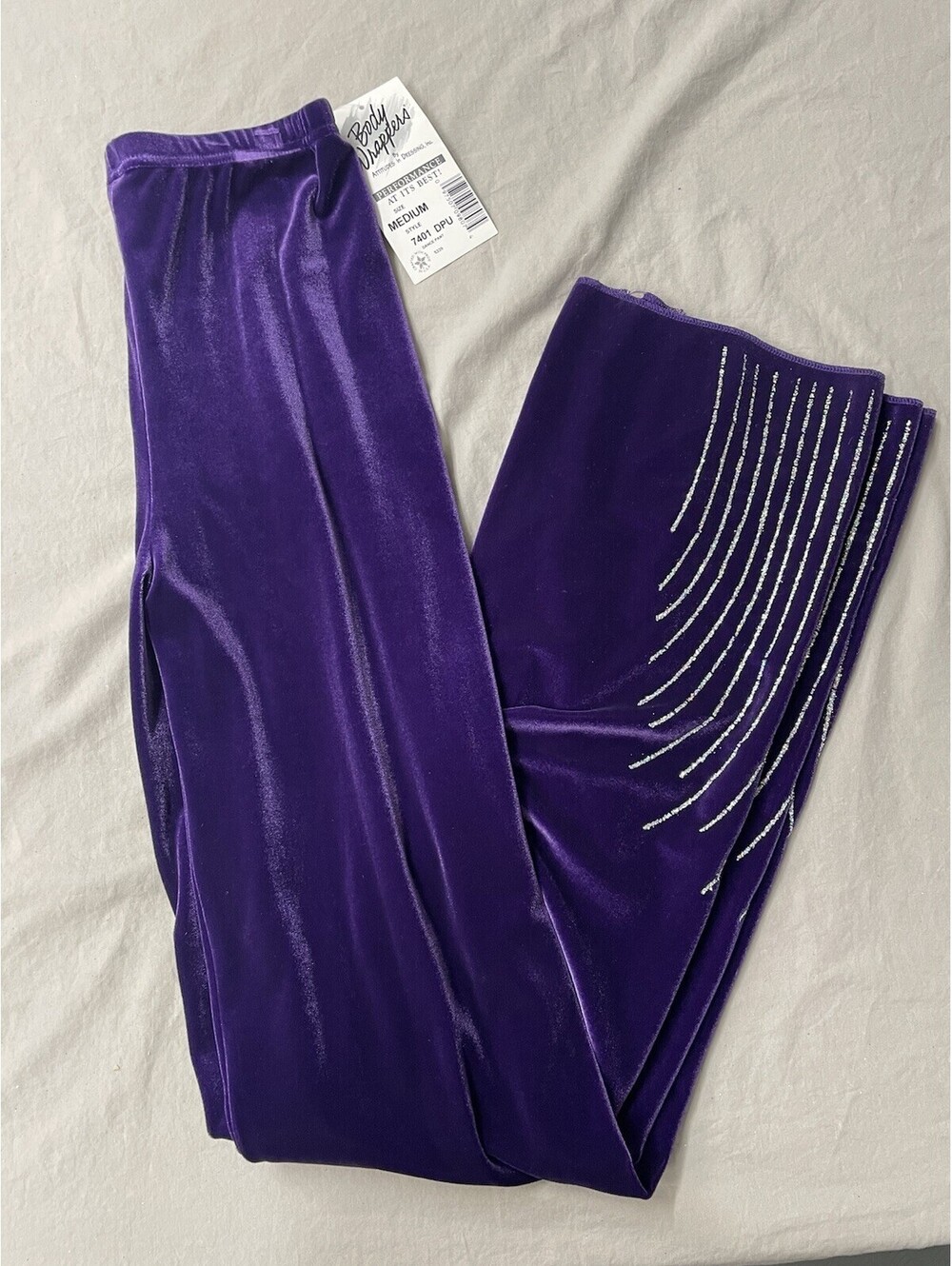 NEW Body Wrappers Footless Dance Pant Purple Glitter Size Medium - Picture 1 of 10